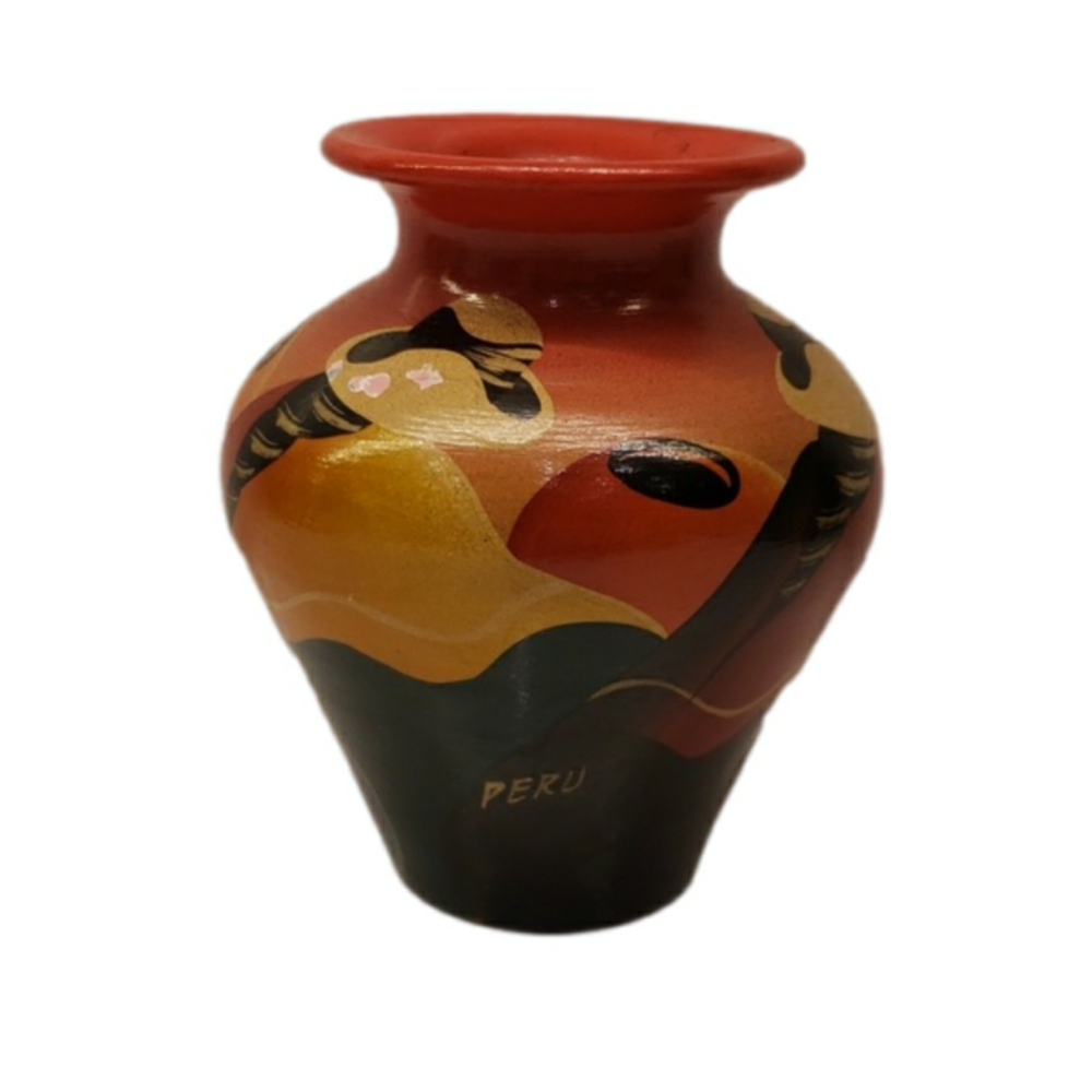 UNBRANDED Peru Vase Pottery Folk Art Hand Painted